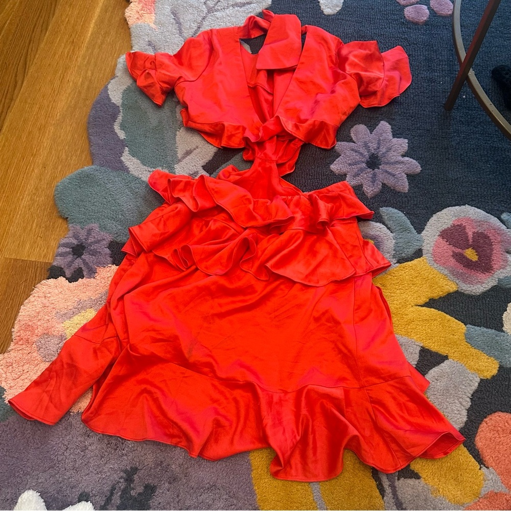 Few Moda Red Ruffle Cutout Mini Dress - Picture 9 of 9